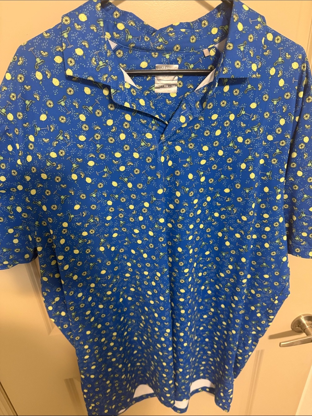 Callaway Blue Polo with Yellow Lemon Print